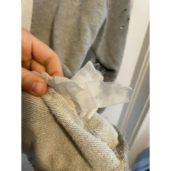 Forever21 Women's Size Medium Grey Distressed Hooded Sweater - Picture 6 of 8